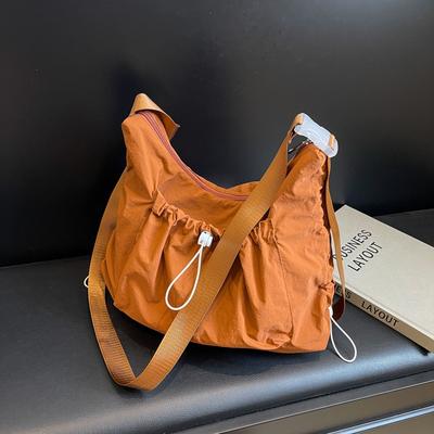 New Large-capacity Nylon Canvas Bag Women's Simple Drawstring Lightweight Casual Shoulder Oblique Span Bag Tote Bag