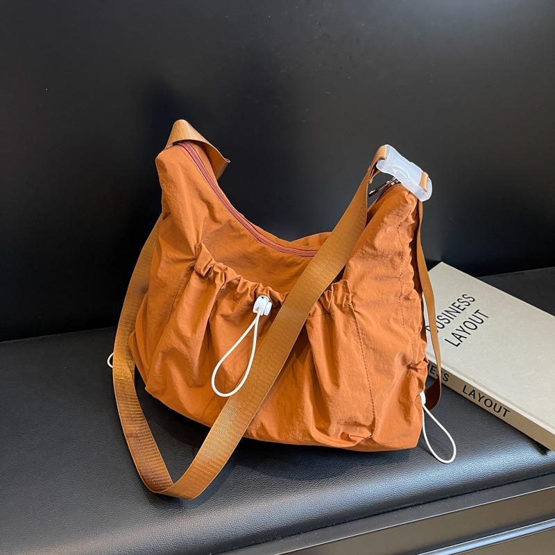 New large-capacity nylon canvas bag women's simple drawstring lightweight casual shoulder oblique span bag tote bag