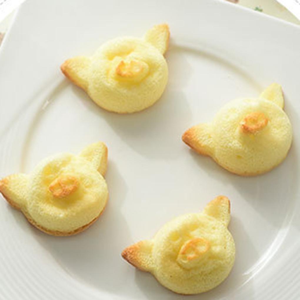 Kakiyi 4 Hole Cartoon Pig Animal Cake Mold Silica Gel Mould Bakeware Baking DIY Tools Accessories Fondant
