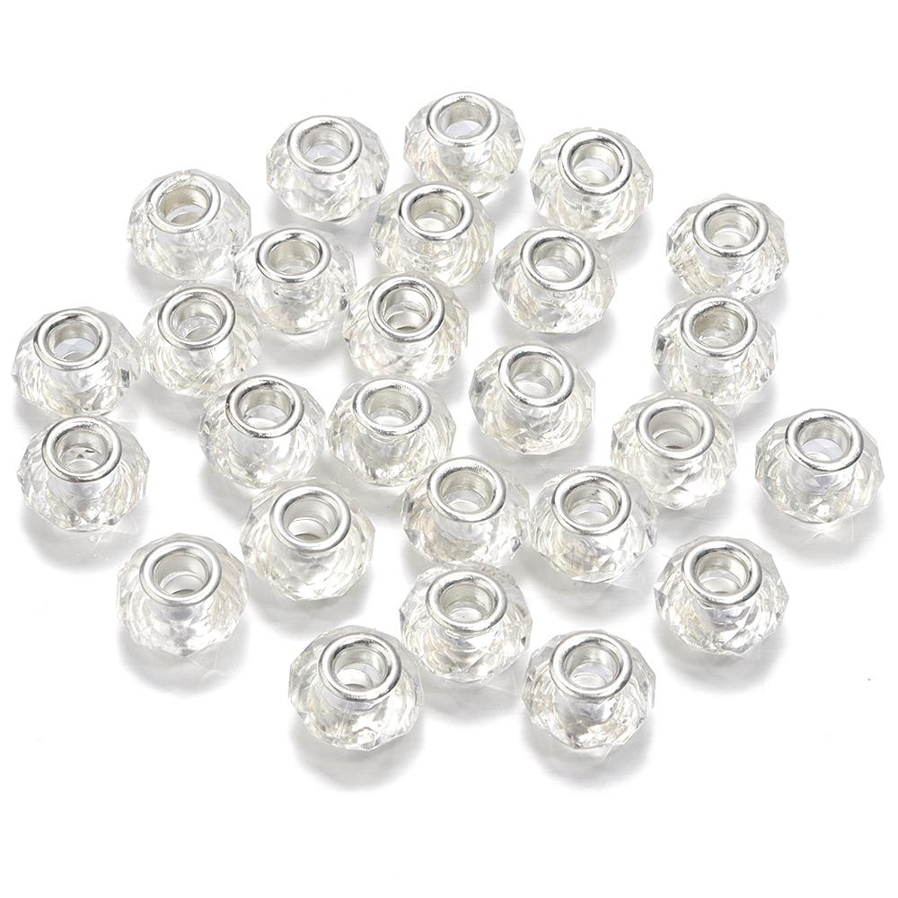 20pcs/Lot Transparent Color Faceted Resin Beads Big Hole Spacer Loose Beads for Jewelry Making DIY Bracelet Necklace
