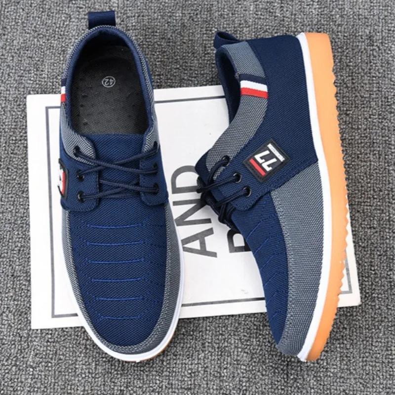 Fashion Men's Canvas Shoes Light Walking Flats Casual Sneakers Men Lace Up Vulcanize Shoes Soft Sole Driving Shoes Zapatillas