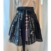 Koreanischer Moderner Hanbok Kurzer Hangul Taillensrock - Schwarz mit Silberfolienmuster