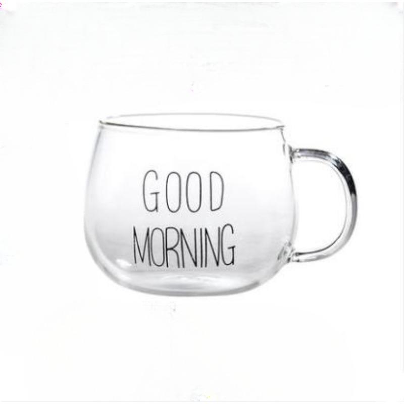 

Кружка с большим животом Скандинавская кружка для завтрака Молочная кружка для сока Креативная кружка для напитков Прозрачная кружка с ручкой 400ml