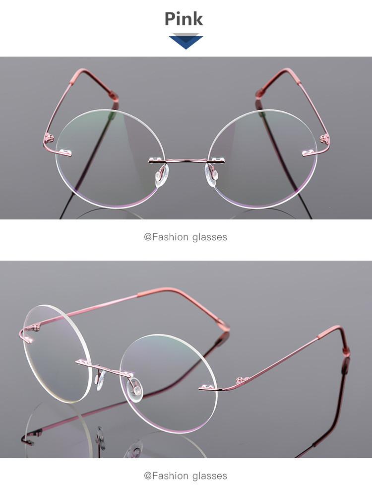 

Women Super Light Titanium Rimless Round Myopia Eyeglasses Optical Glasses Men Eyewear -0.5 -0.75 -1.0 -1.5 -2.0 -2.5 To -5.0 Myopia -3