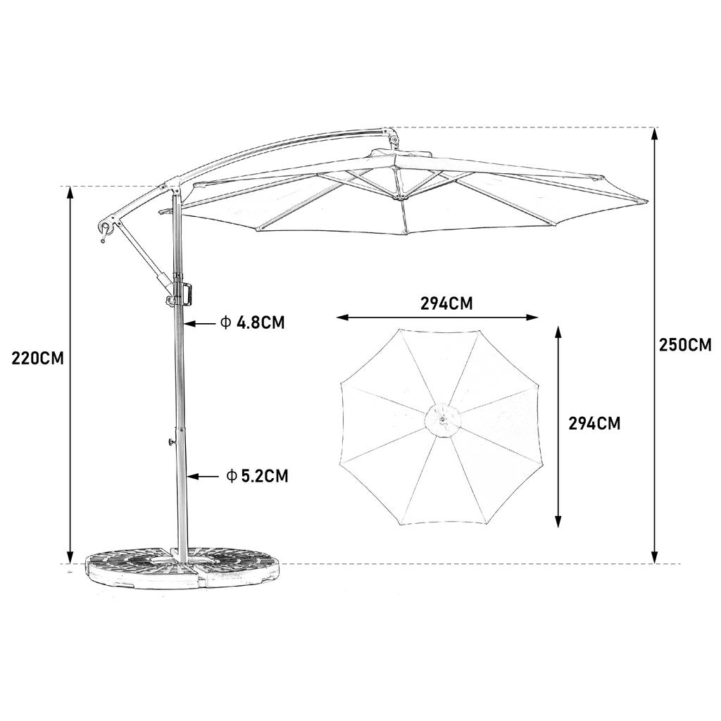 Best Choice Products 10ft Offset Patio Umbrella w/Tilt Adjustment, Polyester Shade, 8 Ribs for Backyard, Poolside - (Dark green)(No Base)