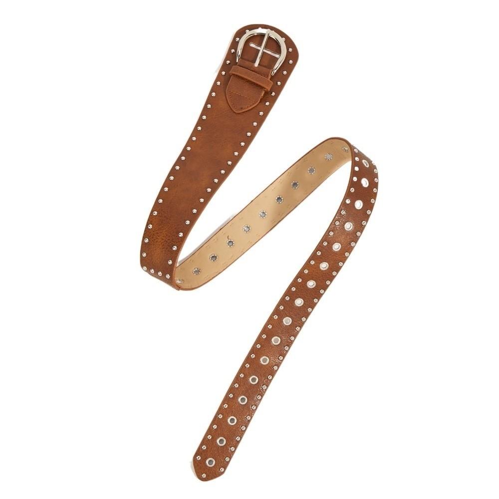 PU Leather Women's Waist Belt Studded Design Dress Jeans Waistband  Jeans Accessory