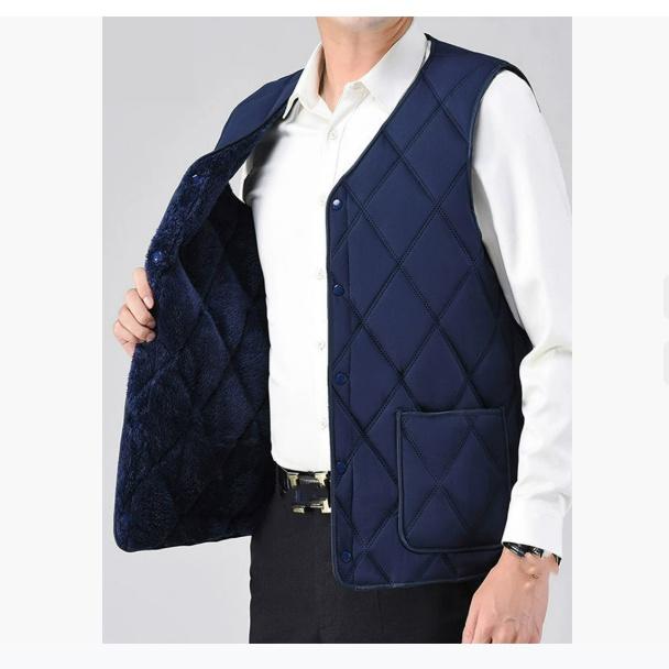 Large Size Vest Dad Wears Autumn and Winter Men's Vest Plus Velvet Thickened Warm Vest To Prevent Cold