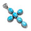 Larimar Edelstein Anhänger 925 Sterling Silber - Handgefertigtes Kreuz Design, Alltagsschmuck, Einzigartiger Larimar Anhänger Hochzeitsgeschenke