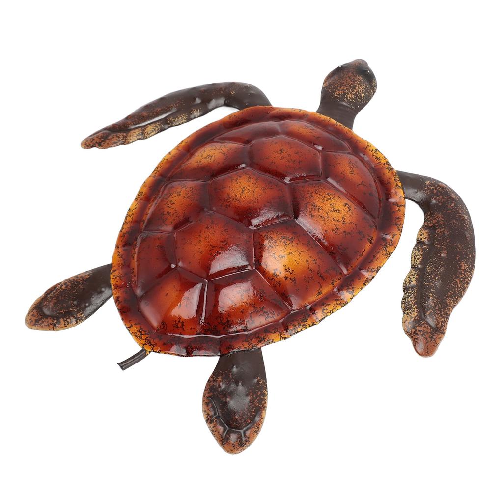 Turtle Wall Decor Vivid Lifelike Rust Proof Metal Sea Animal Statue Decoration for Party Patio Home Aquarium Red