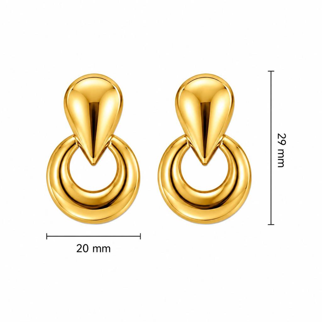 European & Korean Elegant Simple Round Stud Earrings - Circle Design, Stainless Steel
