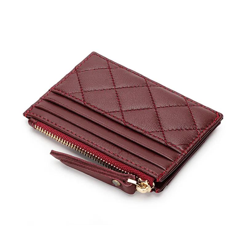 Women's Credit Card Holder Luxury Brand Women Zipper Purse Soft Sheepskin Leather Wallet Diamond Coin Bag Designer Zero Wallets