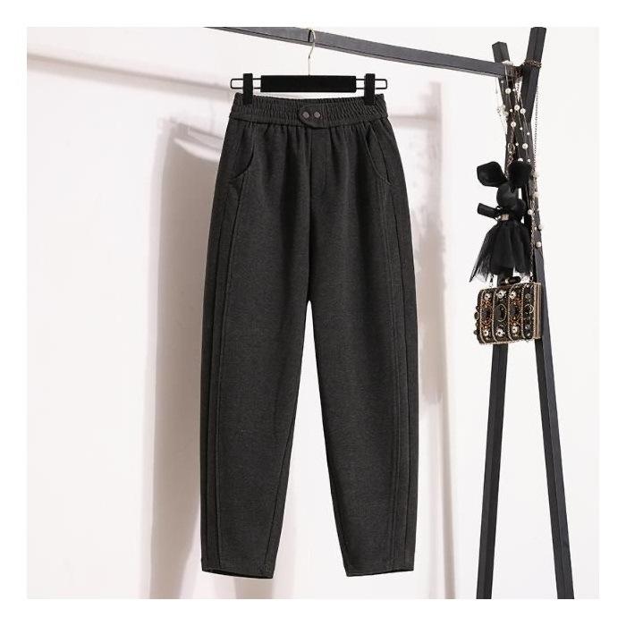 

Autumn and Winter Thick Plus Size Women s Pants Curved Knife Pants Loose Plush Thick Pants 4XL сірий колір