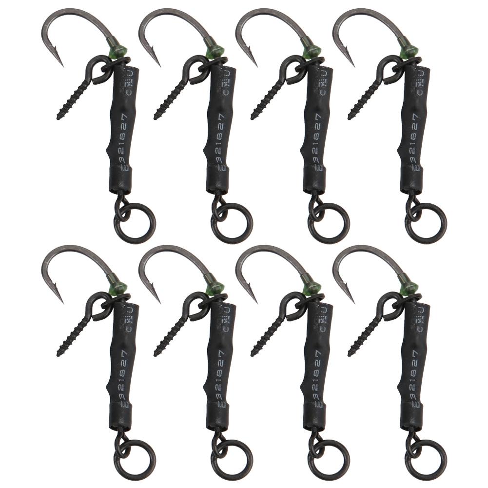 

8 шт. Ronnie Rigs Barbed Swivels Carp Fishing Hook Fish Kit Accessories black 8# Barbed