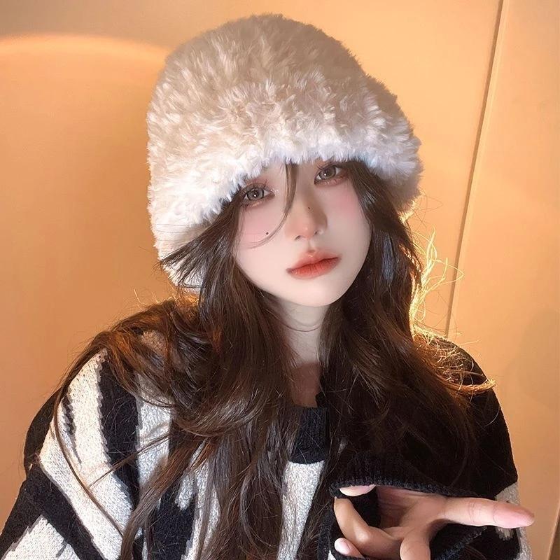 WTEMPO Soft Women's Winter Knit Hat Cold-Proof Warm Plush Ear Protection Loose Fit Versatile Fits Large Heads Face-Slimming Design Casual Hats