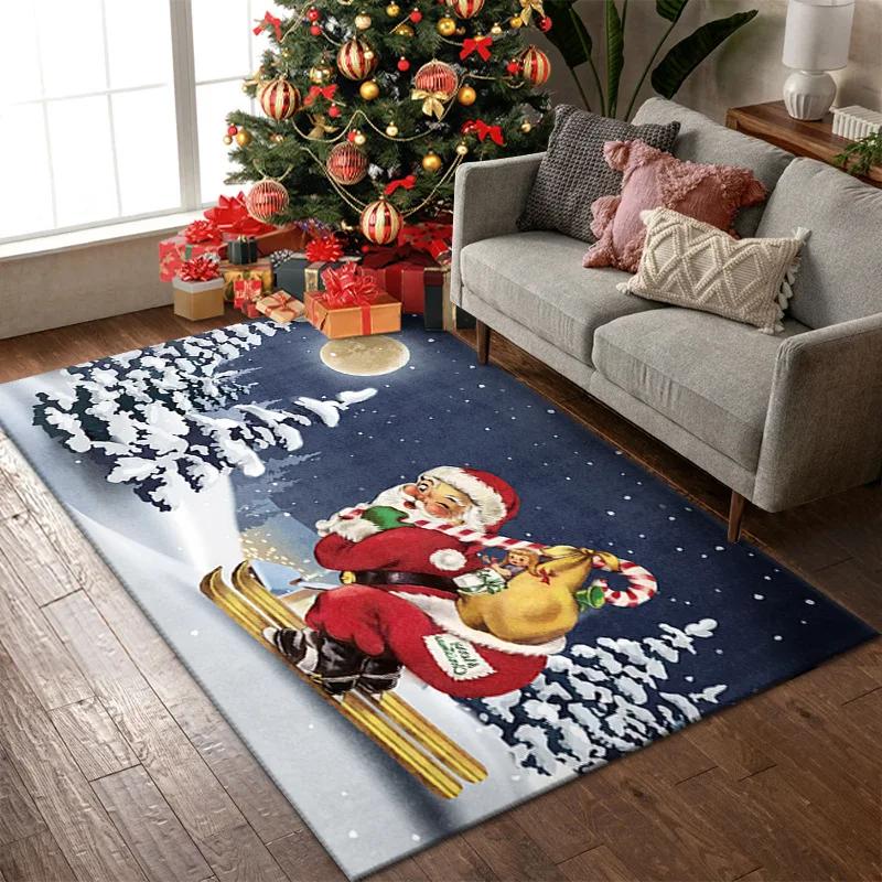 Rote 3D Frohe Weihnachten Dekoration Eingangsteppich Wohnzimmer Couchtisch Decke Weihnachtsmann Schneeflocke Matte Schlafzimmer Teppiche Fußmatten