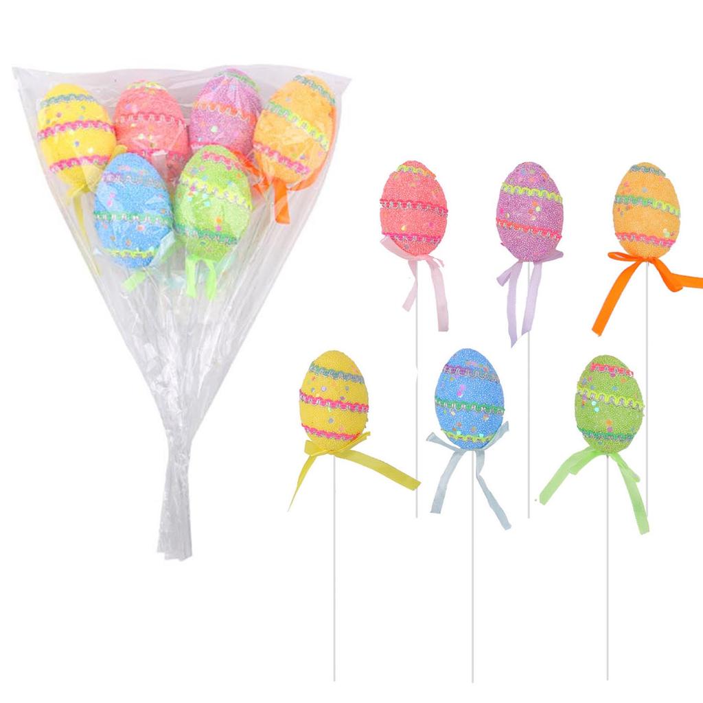 Colorful Easter Egg Picks Set Decorative Pastel Speckled Easter Egg Stems Suitable for Vibrant Holiday Atmosphere