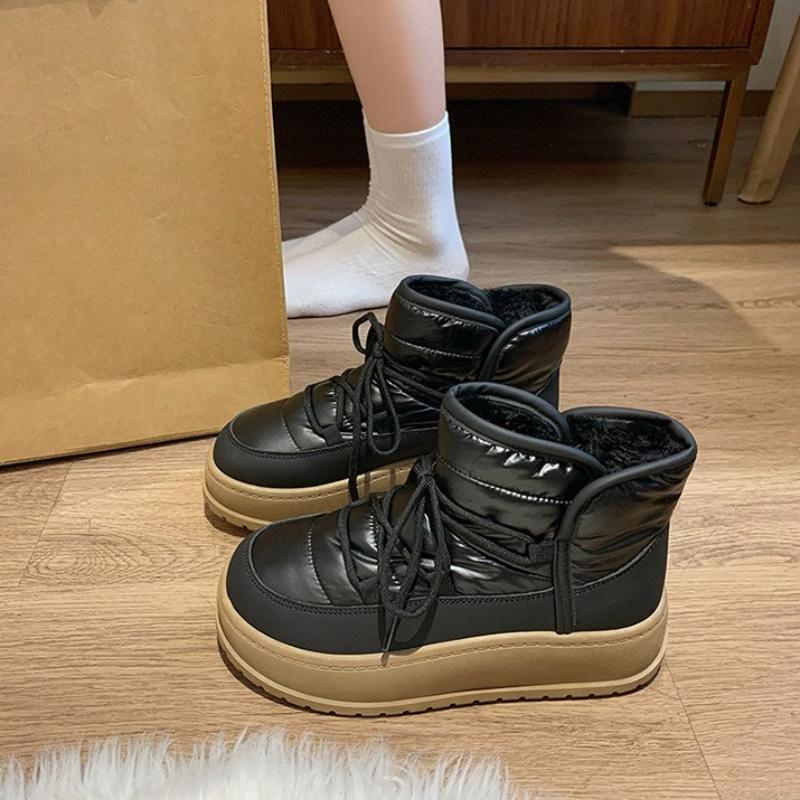 Fashion Plush high top snow boots for women in winter fashionable plush warm comfortable cold resistant women's thick soled boots