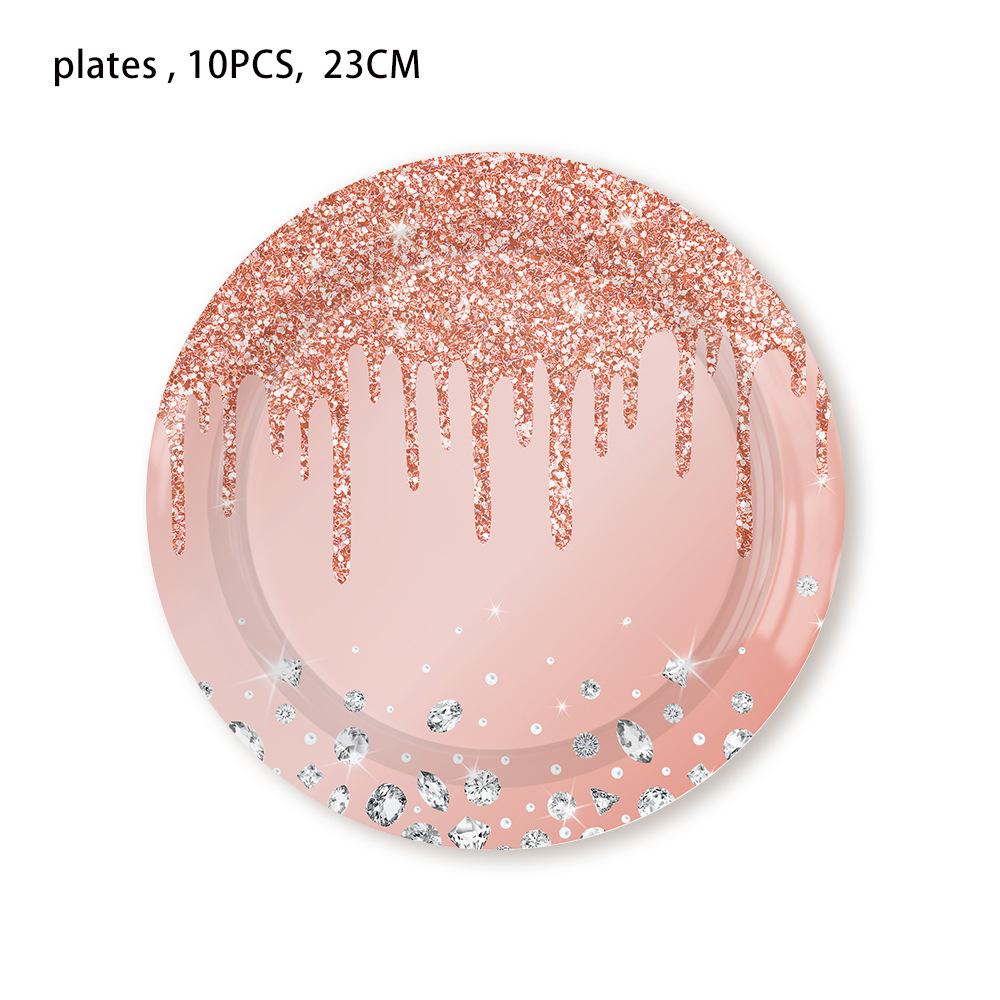 Pink Diamond Sequin Tableware Set: Birthday & Wedding Party Essentials