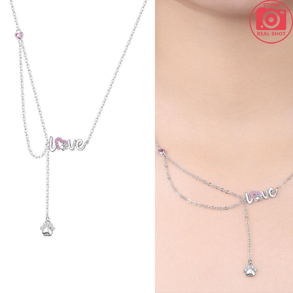 925 Silver Bone Claws Necklace Pink Butterfly Crown Rose Gold Woman's Necklace Jewelry Anniversary Valentine Gift