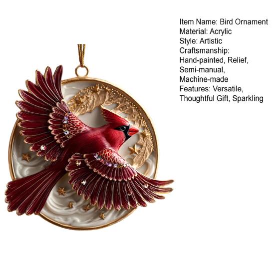 Ornamenti per Uccelli in Acrilico Decorazione da Appendere in Auto Albero di Natale Specchietto Retrovisore Decorazione Regalo Artigianale per Amanti degli Uccelli