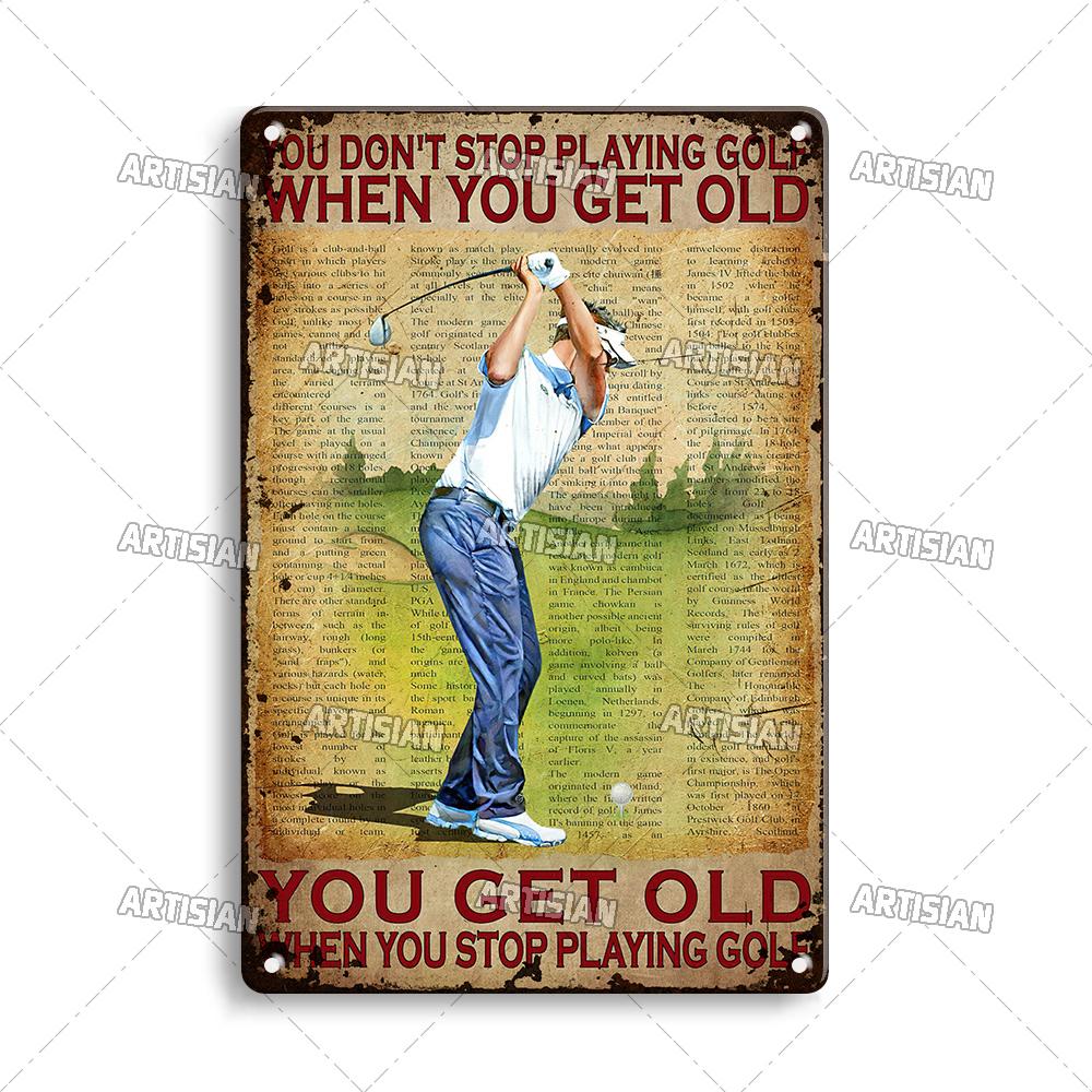 Artisian Golf Golfer Metal Sign Sport Tin Plaque Vintage Decorative Poster Wall Decor Garage Bar Pub Club Hotel Cafe Kitchen