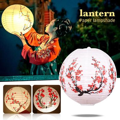 2Pcs Red Plum Blossom Paper Lanterns 30/35/40cm Chinese Japan Festival Paper Lantern Sakura Chandelier Cover Wedding Party Decor