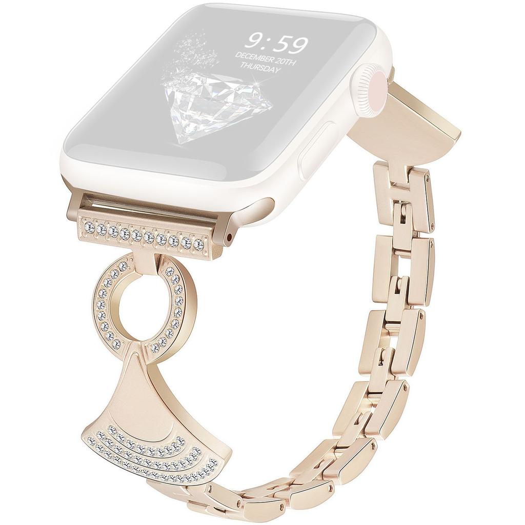 Stainless Strap for Apple Watch Series 11 10 42mm/9 8 7 41mm/SE3 SE2 SE 6 5 4 40mm/3 2 1 38mm Shell Shape Rhinestone Decor Watch Band