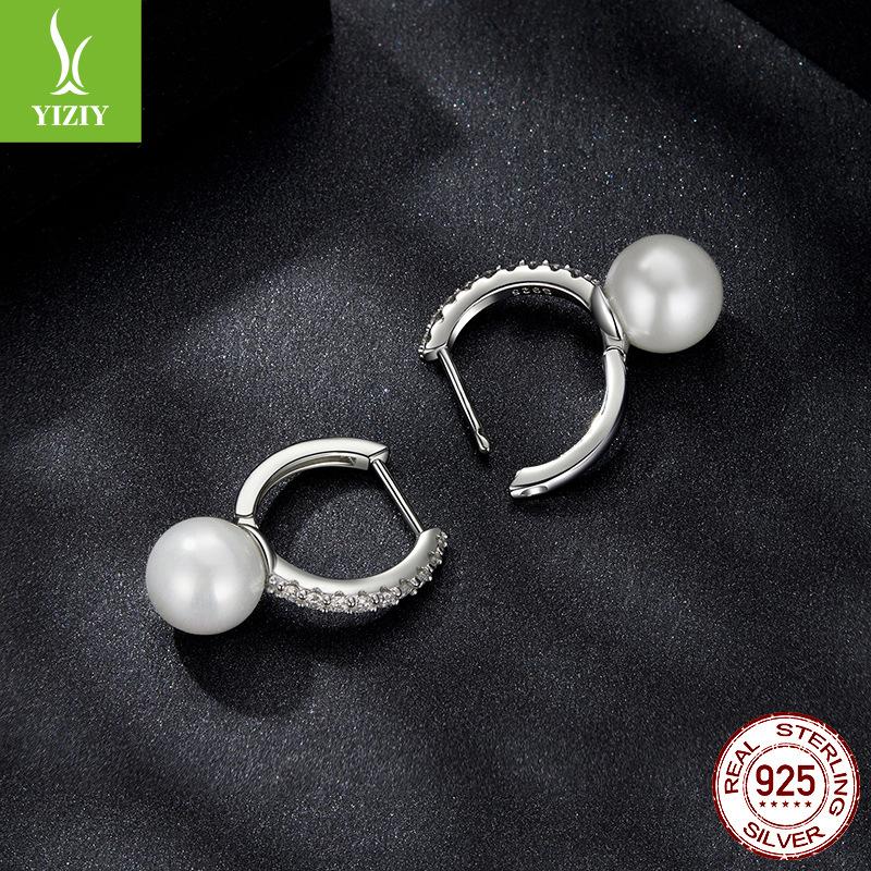 S925 Silver Moissanite Bead Ear Buckle Women'S, Premium Sterling Silver Earrings Earrings