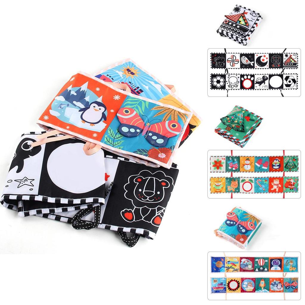 Baby Unisex Cloth Book Educational Cognitive Shape Animal Bedside Crib Hanging
