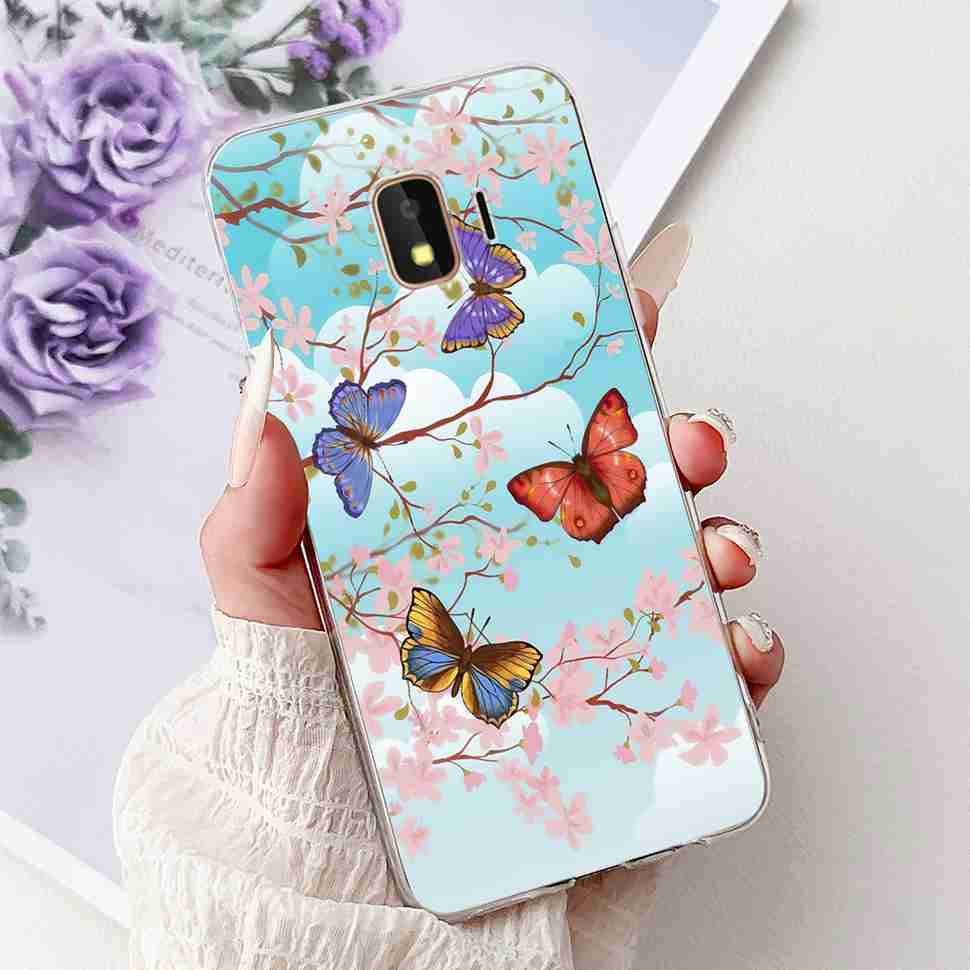 For Samsung Galaxy J2 Core 2018 Case Flower Dragon Soft Silicone TPU Back Cover For Samsung J2 Core J2 Pro 2018 Phone Cases Bags