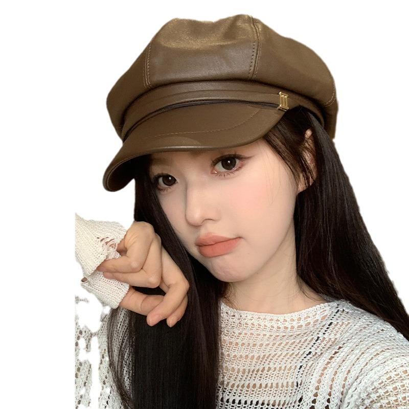 New 2024 Elegant Pu Beret Hat For Women Casual Summer Lightweight Fashion Accessory For Genders All