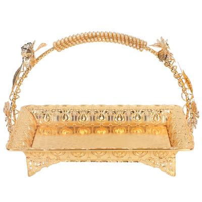 Servírovací podnos na kávu Vintage styl Zlatá barva Pevná slitina zinku Elegantní kovový servírovací podnos pro domácnost