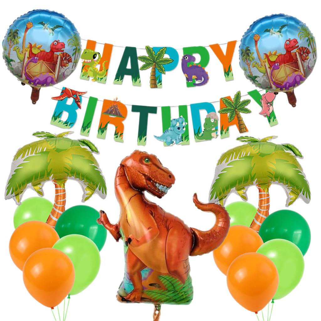 Dinosaur Theme Aluminum Film Balloon Set Birthday Hat Dinosaur Party Balloon Baby Birthday Decoration Balloon