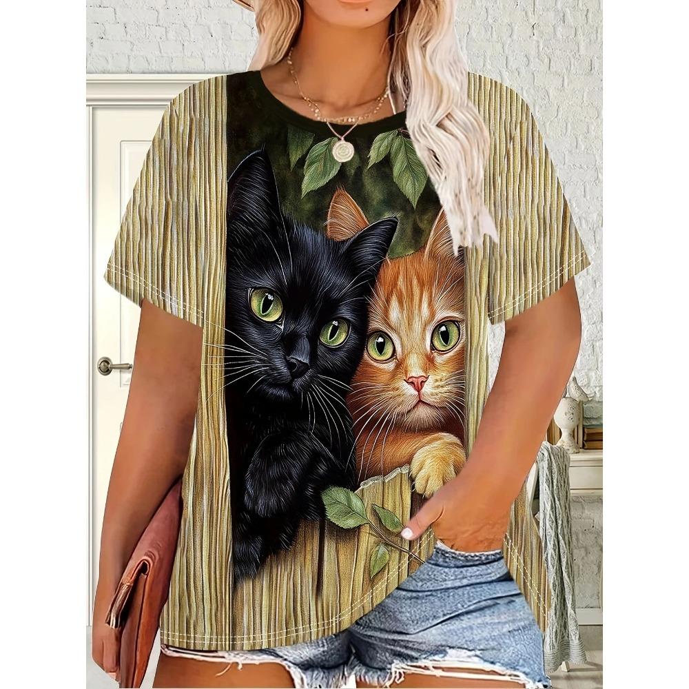 

Женская футболка с круглым вырезом и короткими рукавами 3XL