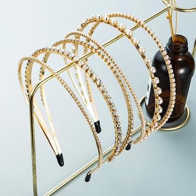 Women's Hair Band Alloy Crystal Inlaid Pearl Three-layer Head Band Creative Headwear