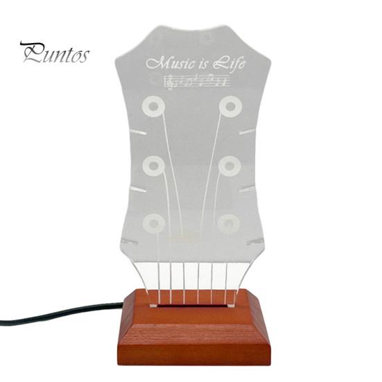 Light-up Guitar Pick Holder Acrylic Pick Holder with Wooden Base Electric Guitar Headstock Shape Pick Holder for Multiple Picks Storage And Display