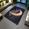 Vintage Black Cat On Moon Area Rug Celestial Starry Sky Print NonSlip Washable Floor Mat for Living Room Bedroom Cat Lover Decor