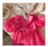Girl's Tulle Princess Dress with Butterfly Puff Sleeves