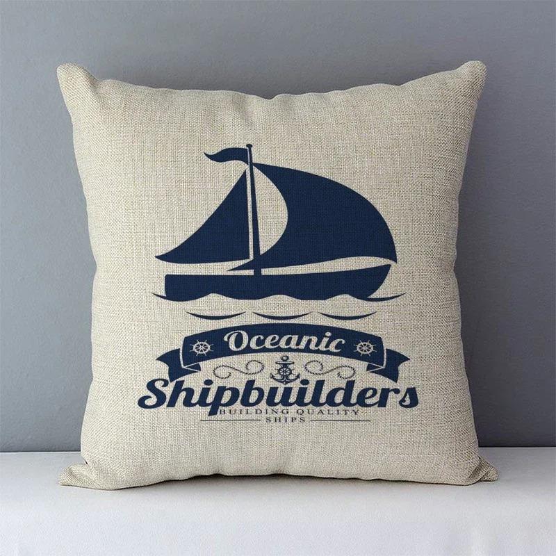 Home Decor Vintage Nautical Patterns Pillow Covers Pattern Cushion Cover Suitable for Sofa Bedroom Car Pillow Cover