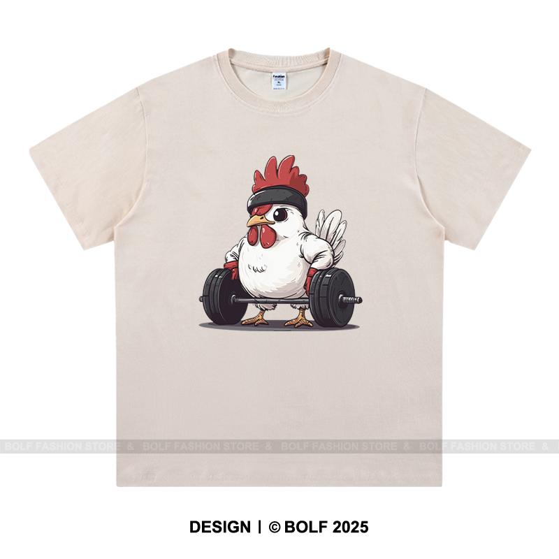 Fitness Kuře Potisk Pánské Tričko 100% Bavlna Nadměrná Grafická Trička pro Muže Ženy Street Wear Topy Trička