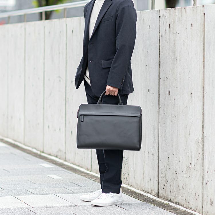 Official Baseball Glove Thin Gusset Briefcase Genuine Leather B4 Business Bag Large Capacity Bag PC16 Inch SA113 Navy [Tryon] Manufacturer's Men's