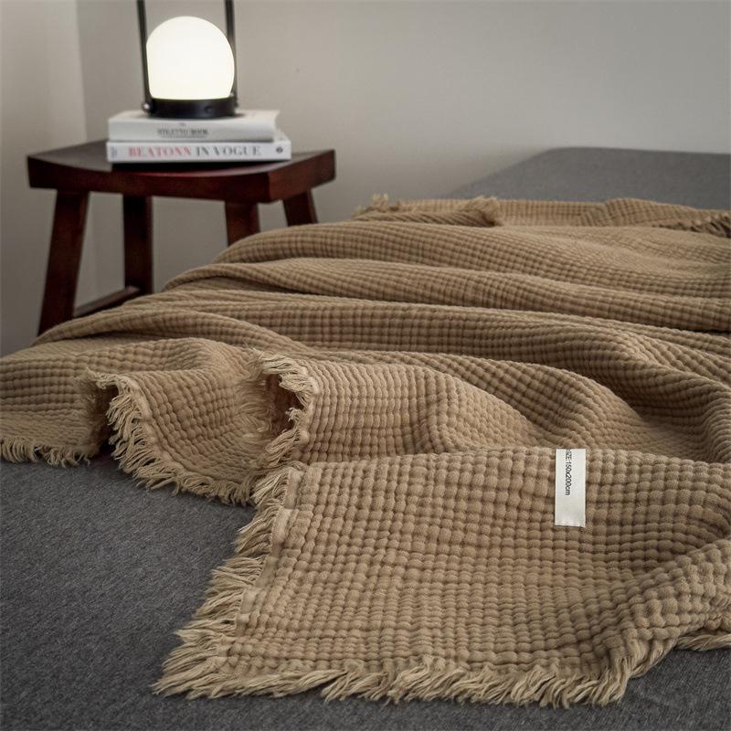 2025 A-Class All-Cotton Summer Quilt: Solid Color Gauze Blanket for Air Conditioning & Travel