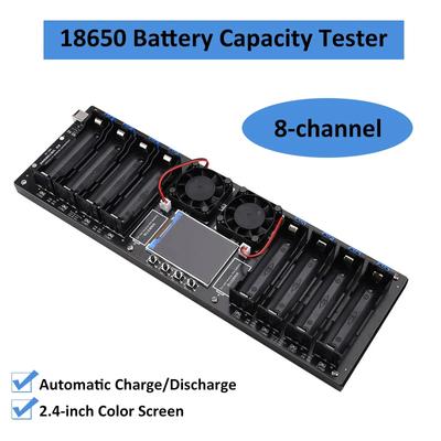 Tester kapacity lithiových baterií 18650 s DC portem, 8kanálový 2,4palcový barevný displej, digitální detektor napájení z baterií, modul DC5V 10A