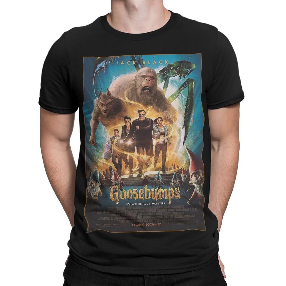 

Goosebumps Movie Poster Jack Black Fantasy Horror Monsters Mens Womens T-Shirt 4XL