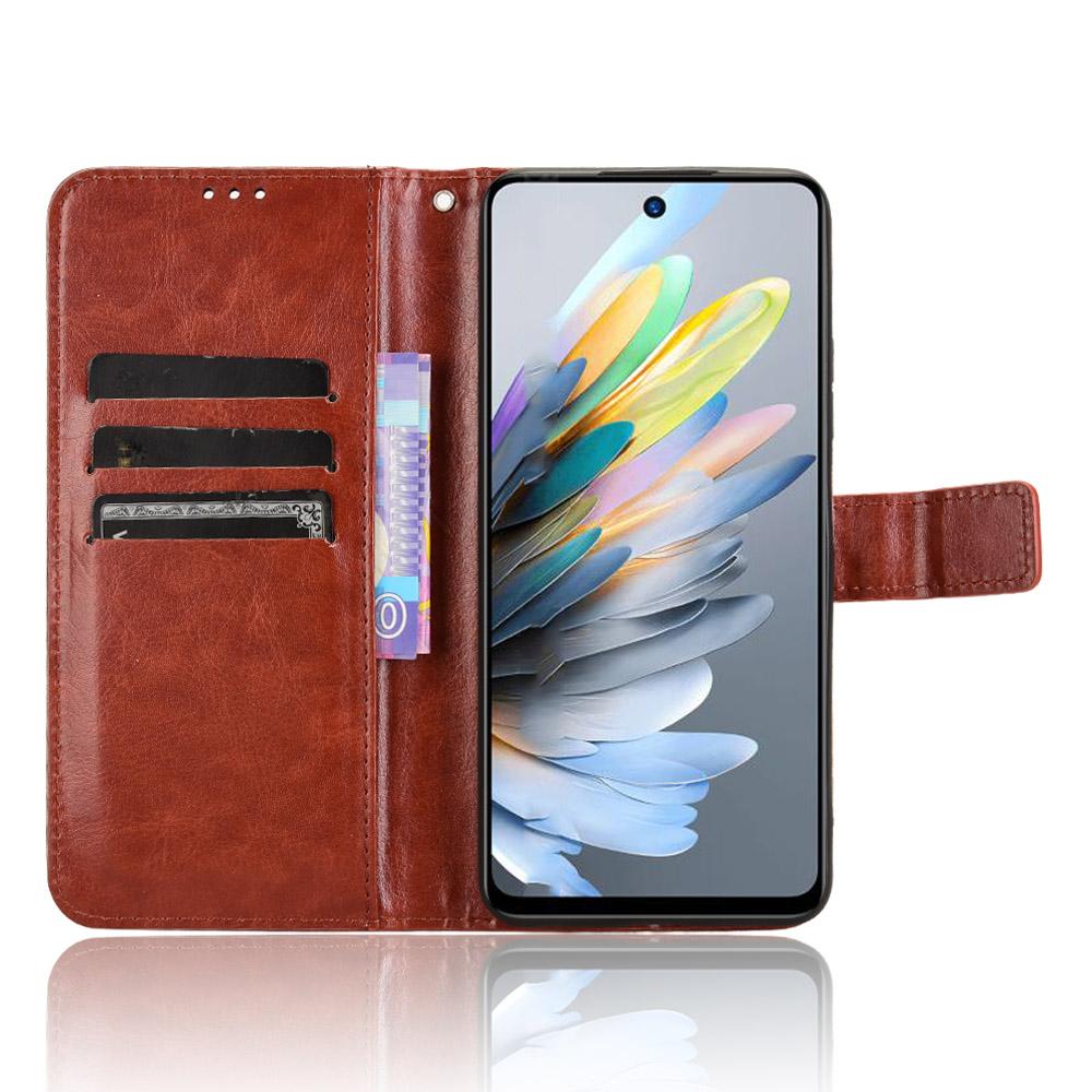 For ZTE Blade A75 4G Case Crazy Horse Texture PU Leather Phone Wallet Cover