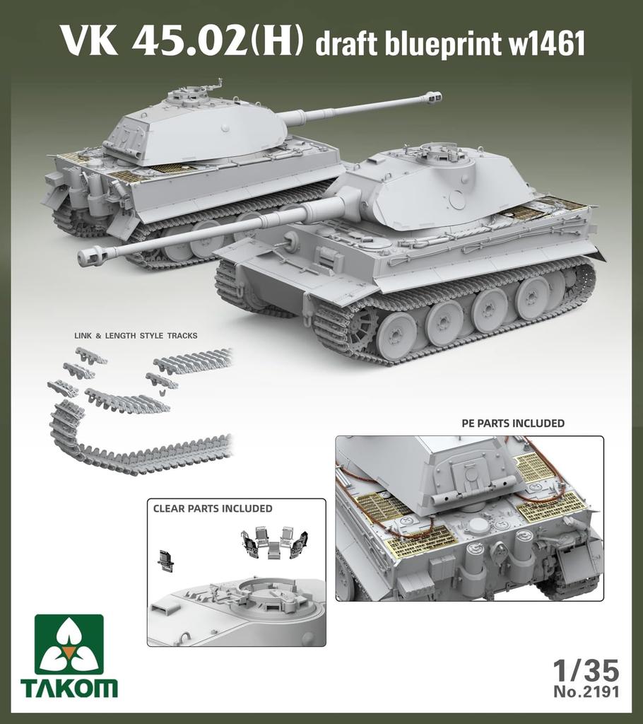 TAKOM German Draft Blueprint W1461 Plastic Model Kit TKO2191 1/35 VK45.02(H)