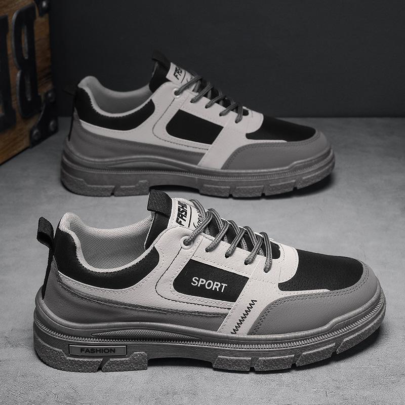 Low-Top Leather Lace-Up Sports Board Shoes Fashion Casual Retro Autumn And Winter Tide With Casual Work Men'S Shoes