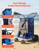 Strandkarre mit großen Rädern für Sand, 75 kg Tragfähigkeit, Robuster faltbarer Strandwagen mit 250 mm Vollgummirädern, Isolierte Kühltasche, Sonnenschirm