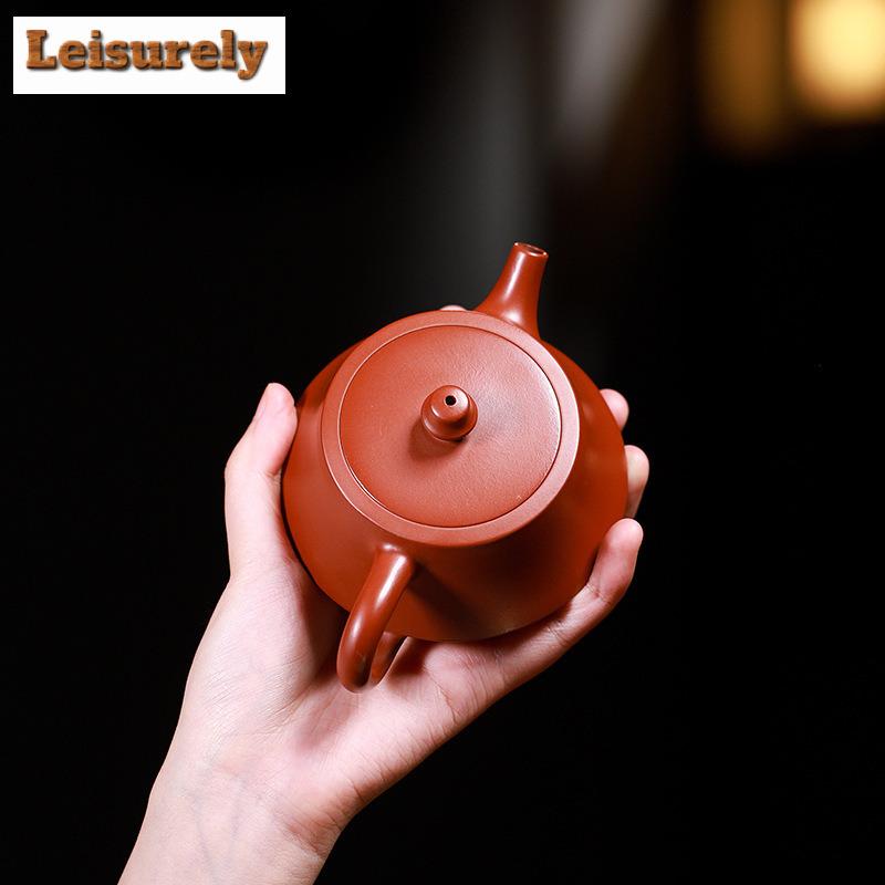 200ml Retro Yixing Purple Clay Teapots Handmade Plinth Pot Raw Ore Dahongpao Mud Tea Maker Kettle With Filter Zisha Tea Set Gift