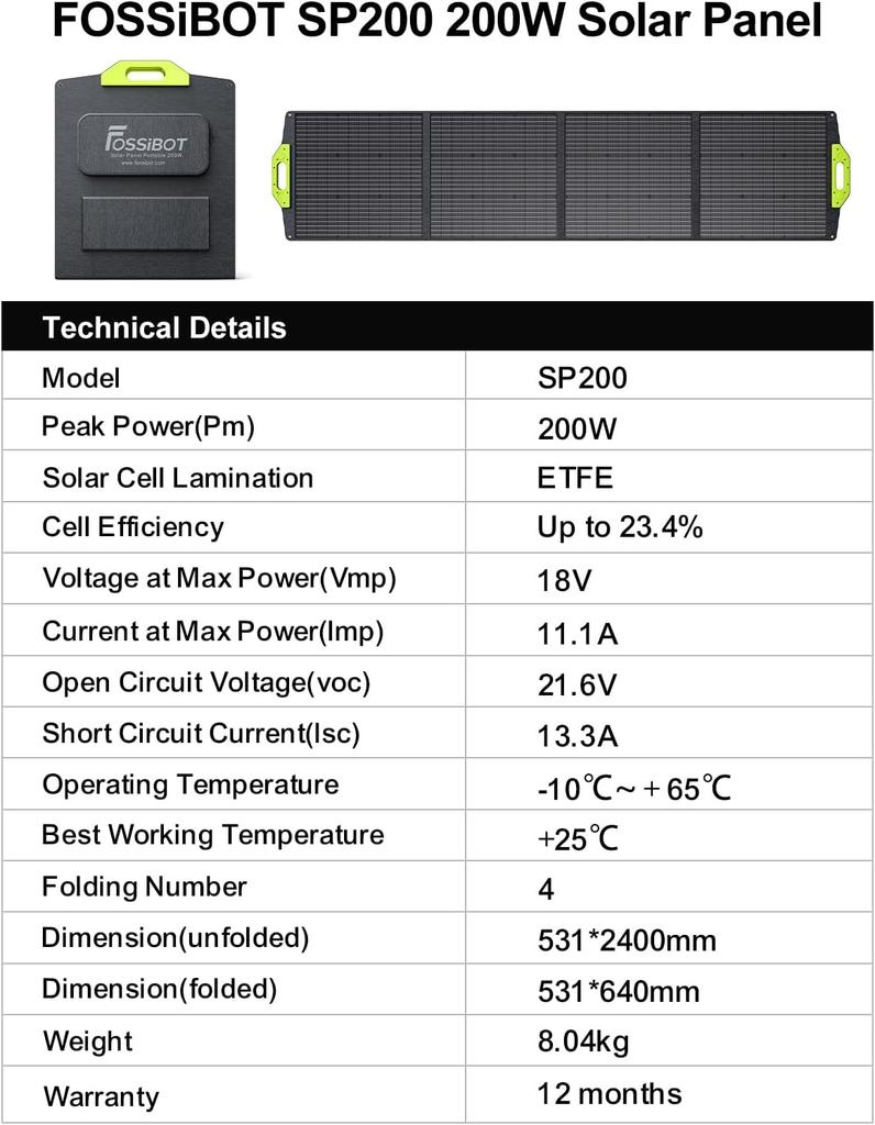Générateur Solaire Électrique - FOSSIBOT - F2400 - 2048Wh - 2400W - Portable et Résistant IP68
